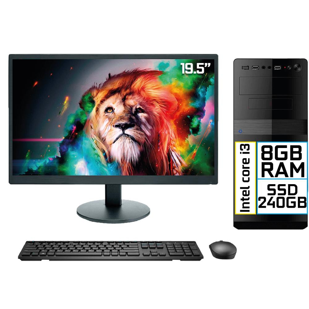 Desktop Easypc Go! I3 8gb 240gb Intel Hd Graphics Linux 19,5" Com Monitor