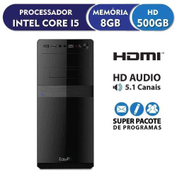 Computador Intel Core i5 8GB HD 500GB Áudio HD 5.1 canais HDMI Full HD EasyPC Standard