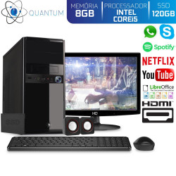 Computador Desktop Quantum Expert QE51517MD Intel Core i5 3,4GHZ 8GB SSD 120GB Kit Multimídia e Monitor LED HDMI 
